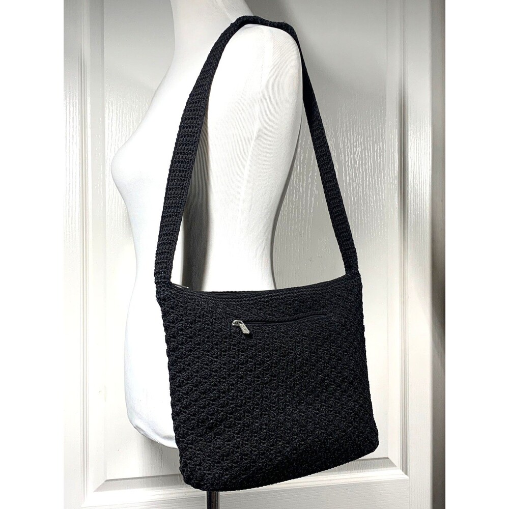 The Sak Classic Black Woven Crochet Shoulder Bag Handbag Y2K Boho Gorpcore